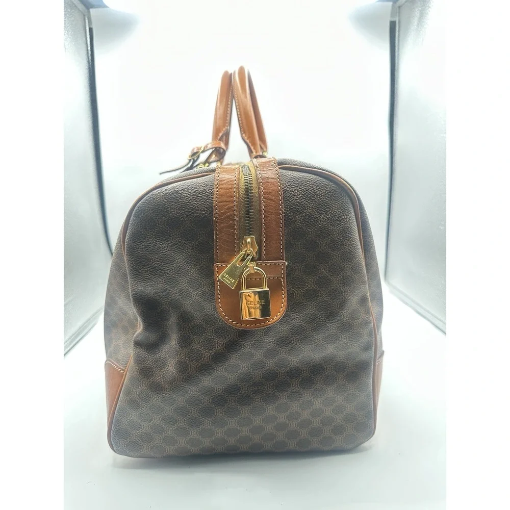 Celine Duffle Bag Macadam Coated Canvas With Key, Lock & Luggage Tag Vintage